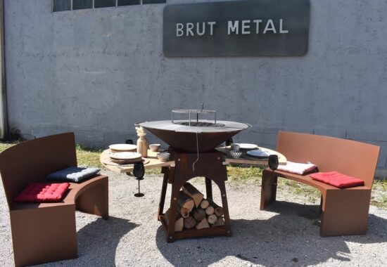 brasero plancha en acier corten